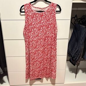 Red Floral Sleeveless Swing Dress